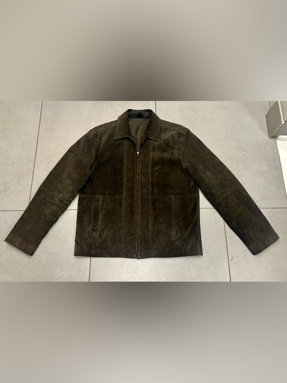 ⭐VTG Liz Claiborne Men’s Brown 100% Pig Suede Zip Jacket Medium 44